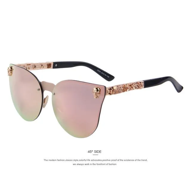Women's Gothic Style Skull Frame Metal Sunglasses with UV400 Lenses