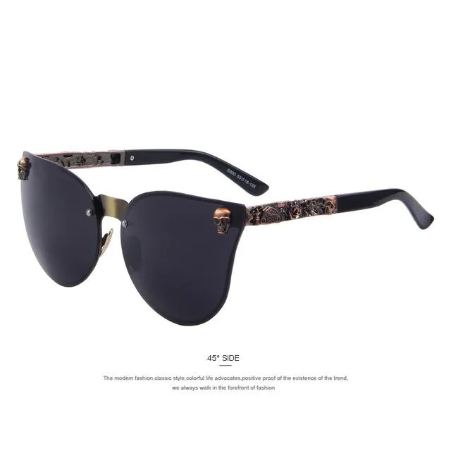 Women's Gothic Style Skull Frame Metal Sunglasses with UV400 Lenses