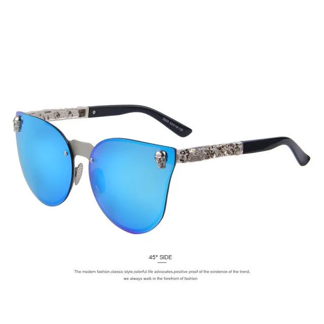 Women's Gothic Style Skull Frame Metal Sunglasses with UV400 Lenses