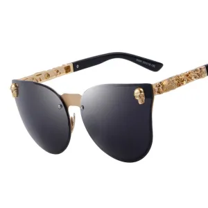 Women's Gothic Style Skull Frame Metal Sunglasses with UV400 Lenses