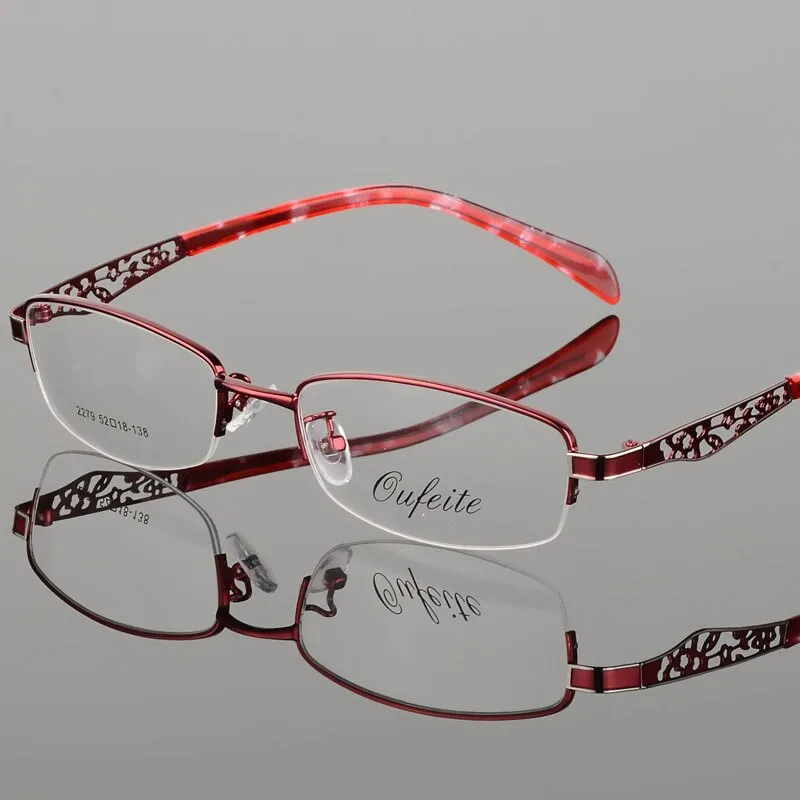 Women's Hollow Flower Semi Rim Eyeglasses 2279