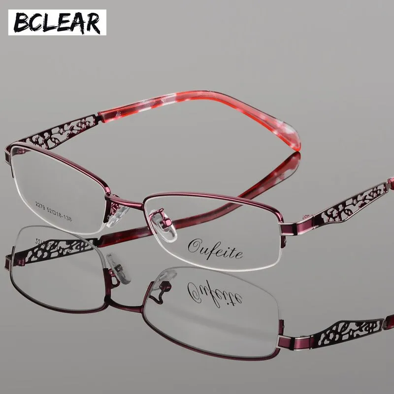 Women's Hollow Flower Semi Rim Eyeglasses 2279