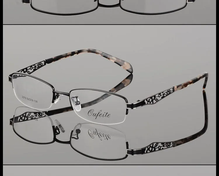 Women's Hollow Flower Semi Rim Eyeglasses 2279