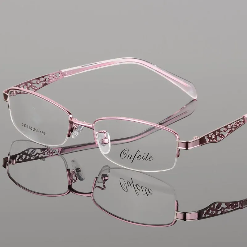 Women's Hollow Flower Semi Rim Eyeglasses 2279
