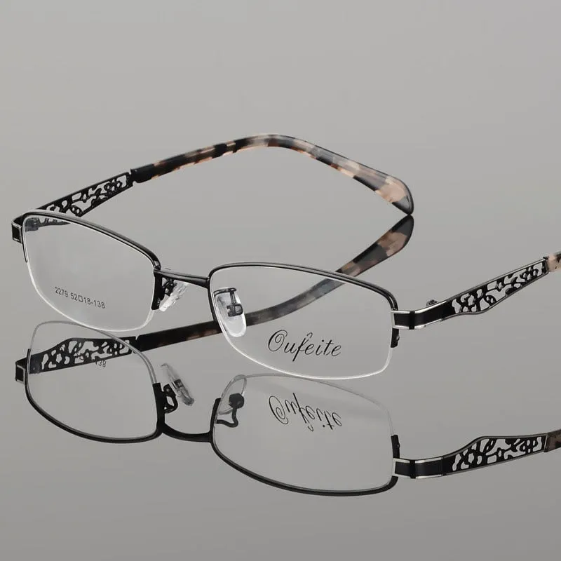 Women's Hollow Flower Semi Rim Eyeglasses 2279