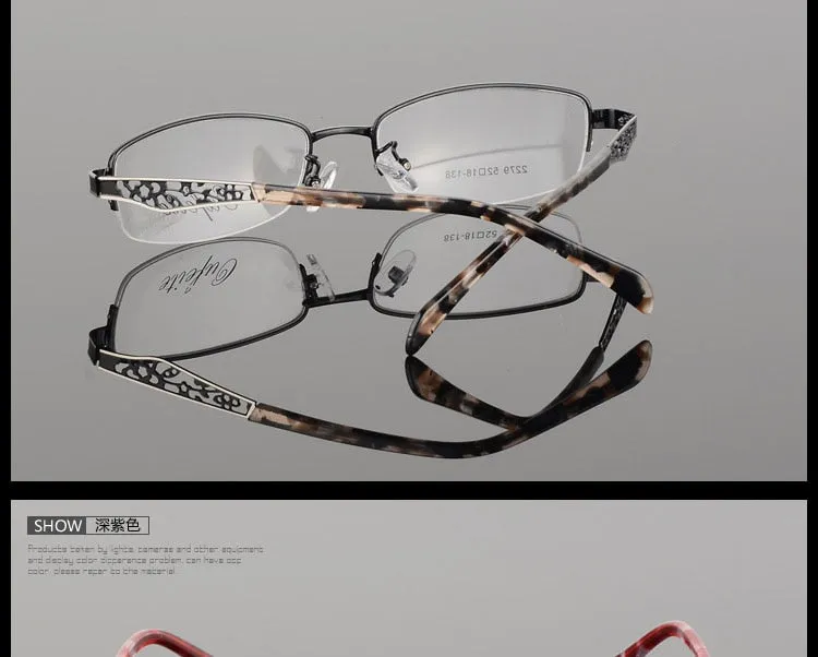 Women's Hollow Flower Semi Rim Eyeglasses 2279