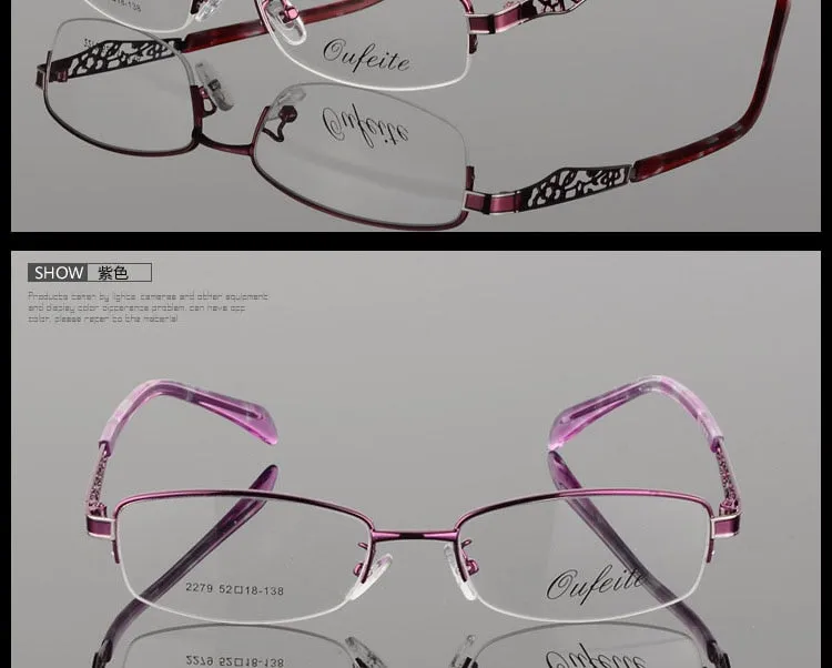 Women's Hollow Flower Semi Rim Eyeglasses 2279