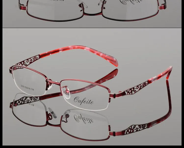 Women's Hollow Flower Semi Rim Eyeglasses 2279
