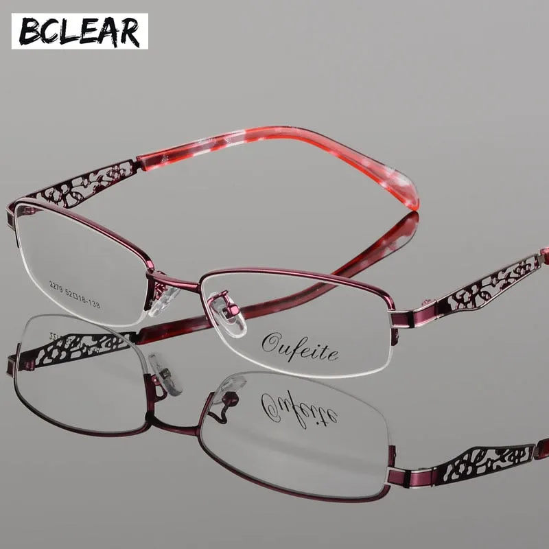 Women's Hollow Flower Semi Rim Eyeglasses 2279