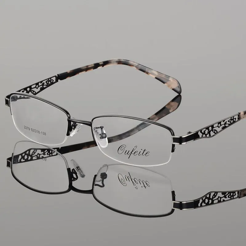 Women's Hollow Flower Semi Rim Eyeglasses 2279