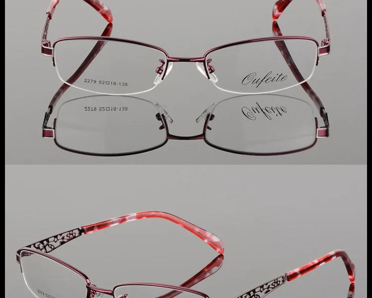 Women's Hollow Flower Semi Rim Eyeglasses 2279
