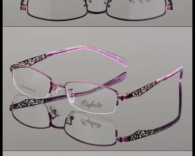 Women's Hollow Flower Semi Rim Eyeglasses 2279