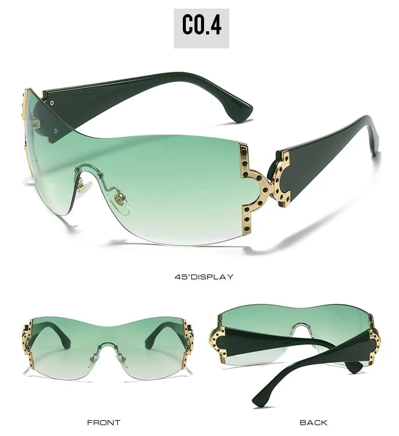 Women's Luxury Designer UV400 Diamond Rimless Eyewear Sunglasses