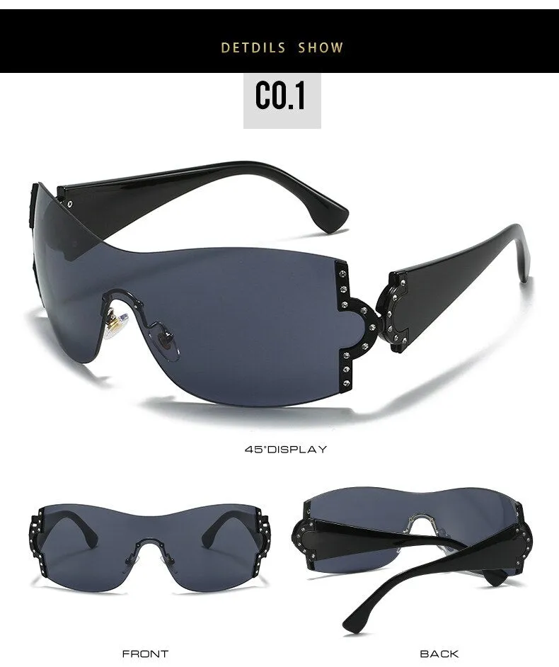 Women's Luxury Designer UV400 Diamond Rimless Eyewear Sunglasses