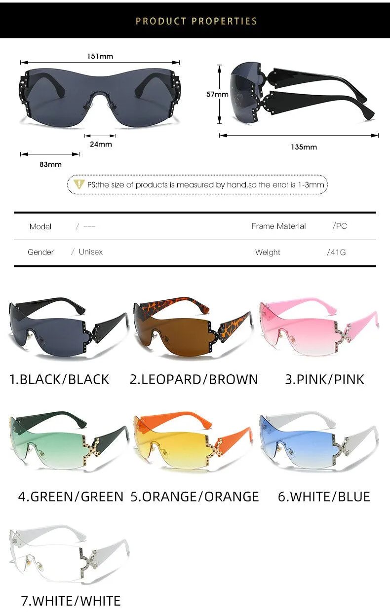 Women's Luxury Designer UV400 Diamond Rimless Eyewear Sunglasses