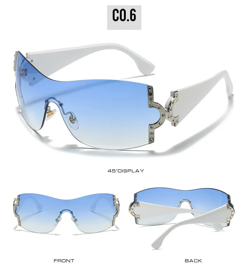 Women's Luxury Designer UV400 Diamond Rimless Eyewear Sunglasses