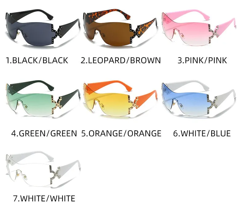 Women's Luxury Designer UV400 Diamond Rimless Eyewear Sunglasses