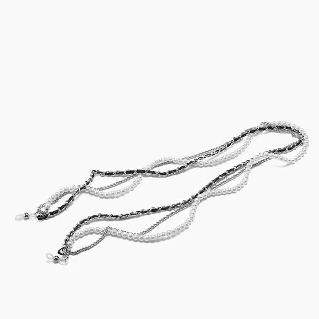 Women's Luxury Round Designer Rimless Sunglasses with Pearl Chain