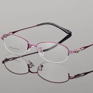 Women's Semi Rim Alloy Frame Eyeglasses F6019