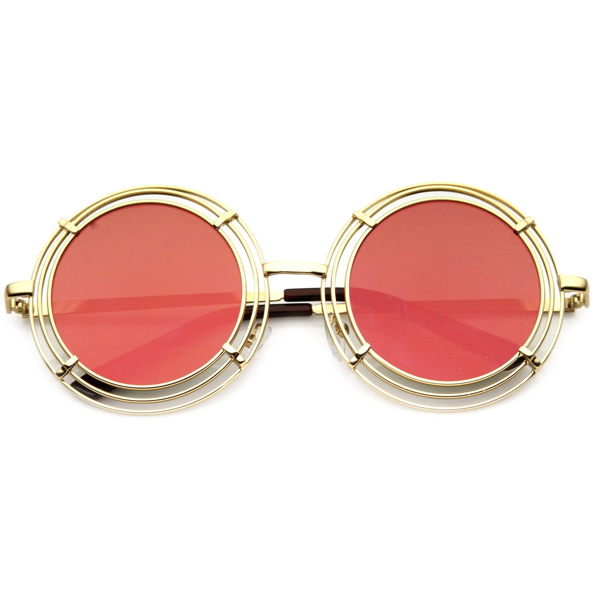 Women's Unique Retro Triple Coil Round Mirror Lens Sunglasses 9756