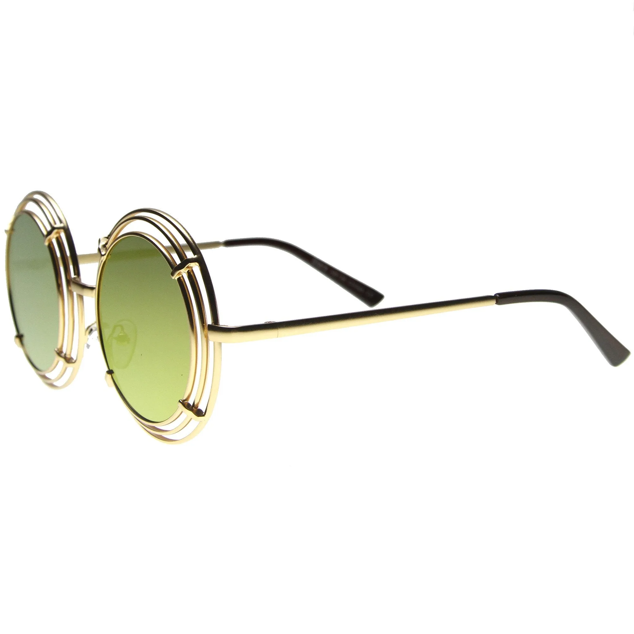 Women's Unique Retro Triple Coil Round Mirror Lens Sunglasses 9756
