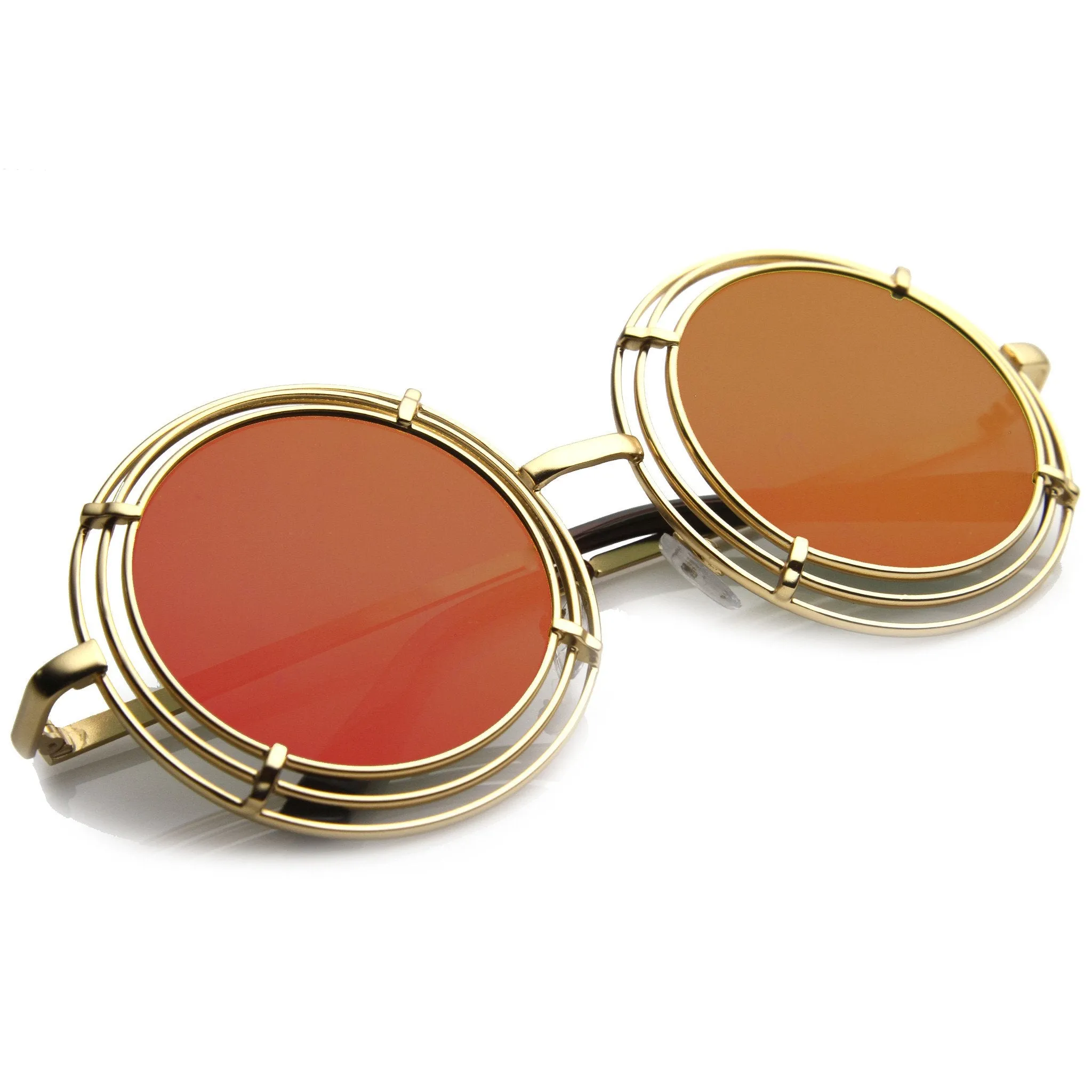 Women's Unique Retro Triple Coil Round Mirror Lens Sunglasses 9756
