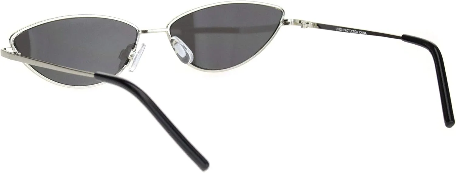 Womens Vintage Style Narrow Metal Rim Cat Eye Sunglasses