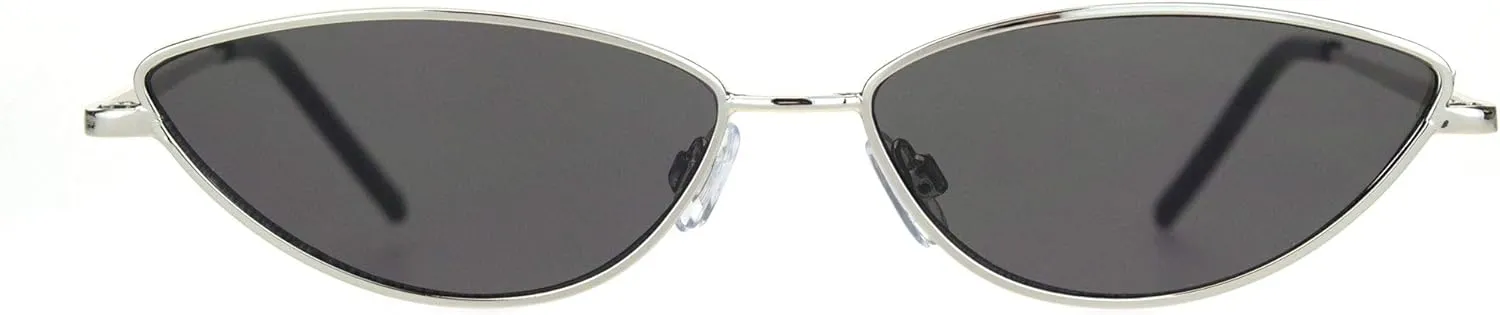 Womens Vintage Style Narrow Metal Rim Cat Eye Sunglasses