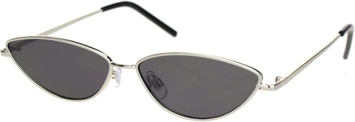 Womens Vintage Style Narrow Metal Rim Cat Eye Sunglasses