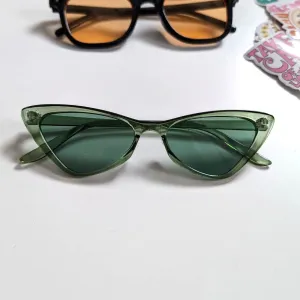 Y2K Barbie Festival Retro 60s style CatEye Sunglasses Muted Green Sunnies Shades