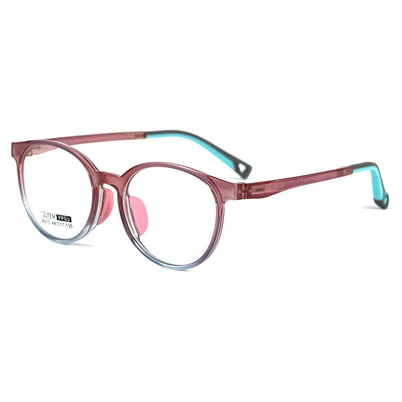 Yimaruili Children's Unisex Full Rim Round Ultem Eyeglasses 8210S