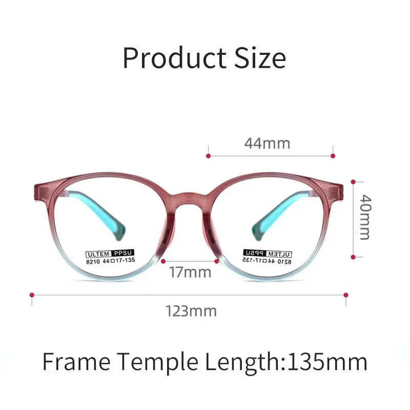 Yimaruili Children's Unisex Full Rim Round Ultem Eyeglasses 8210S