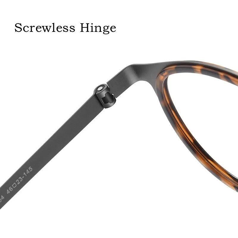 Yimaruili Men's Full Rim Round Acetate Titanium Screwless Eyeglasses 9704jw