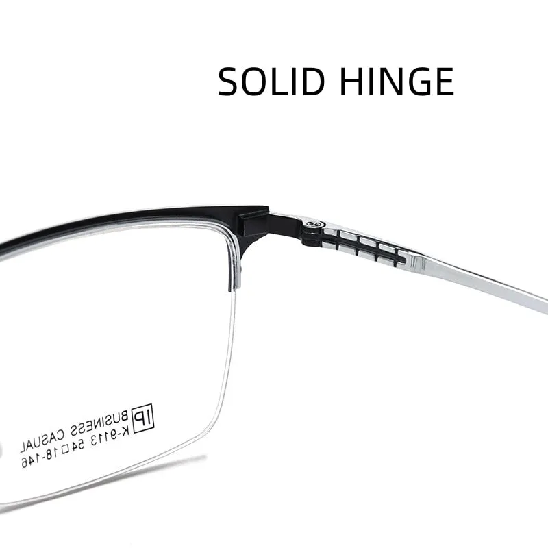 Yimaruili Men's Semi Rim Large Square Alloy Eyeglasses K9113