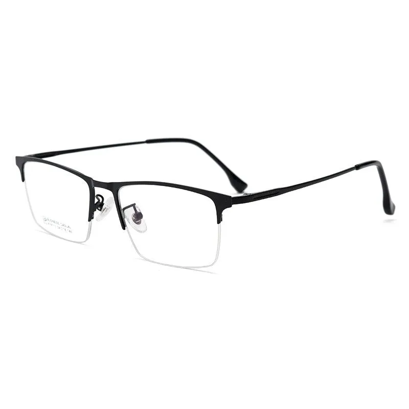 Yimaruili Men's Semi Rim Large Square Alloy Eyeglasses K9113