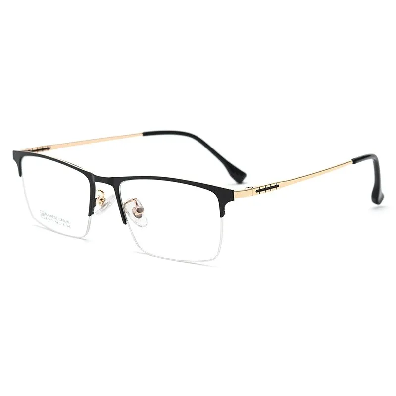 Yimaruili Men's Semi Rim Large Square Alloy Eyeglasses K9113