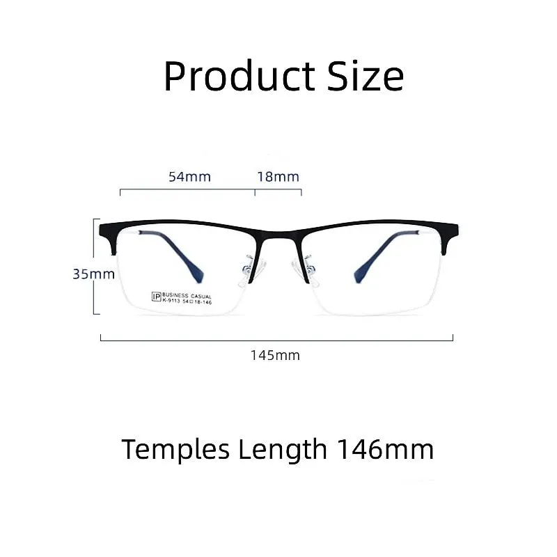 Yimaruili Men's Semi Rim Large Square Alloy Eyeglasses K9113