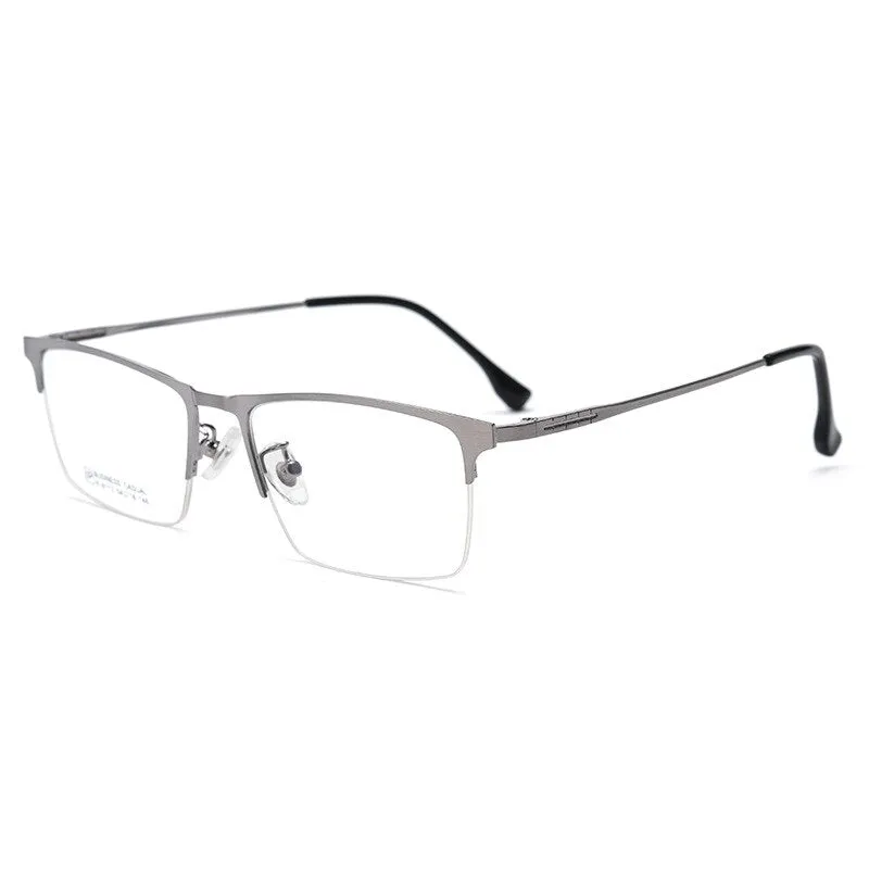 Yimaruili Men's Semi Rim Large Square Alloy Eyeglasses K9113