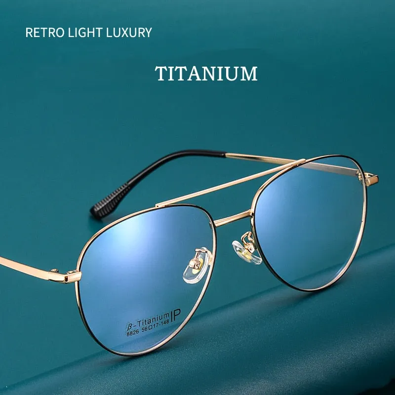 Yimaruili Unisex Full RIm Double Bridge β Titanium Frame Eyeglasses 8826