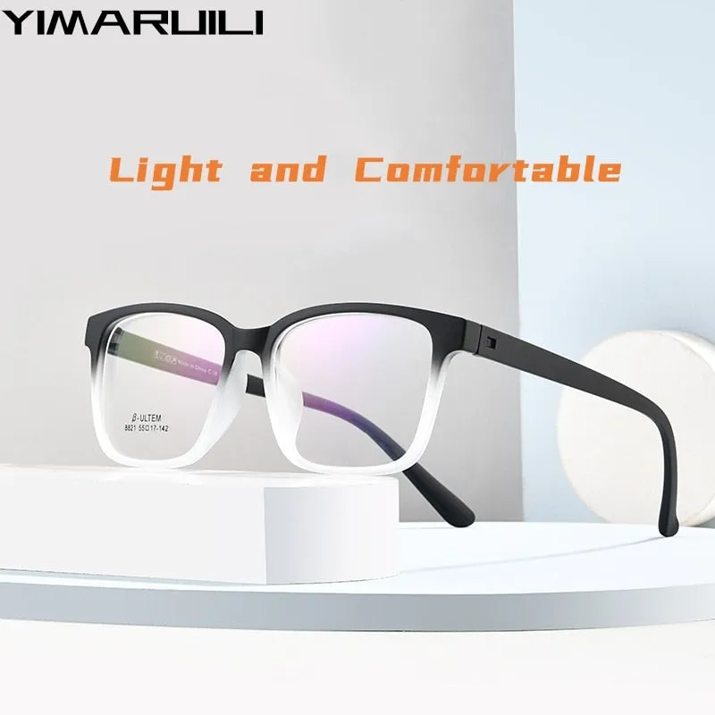Yimaruili Unisex Full Rim Large Square Screwless Tr 90 Eyeglasses