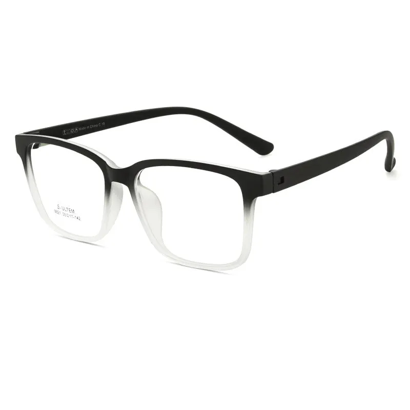 Yimaruili Unisex Full Rim Large Square Screwless Tr 90 Eyeglasses