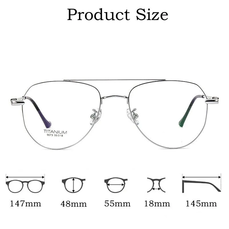 Yimaruili Unisex Full Rim Oval Double Bridge Titanium Eyeglasses 9073
