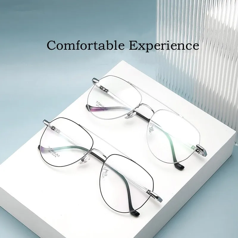 Yimaruili Unisex Full Rim Oval Double Bridge Titanium Eyeglasses 9073