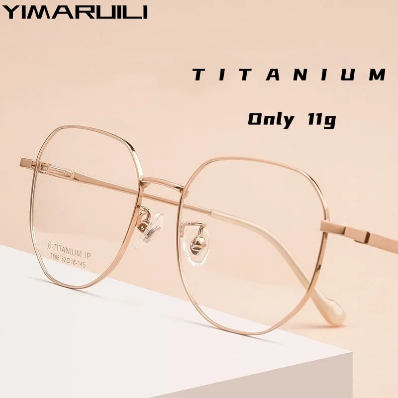 Yimaruili Unisex Full Rim Polygonal Titanium Eyeglasses T808