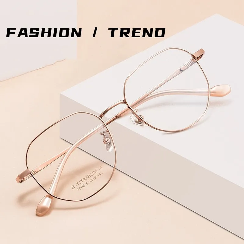 Yimaruili Unisex Full Rim Polygonal Titanium Eyeglasses T808