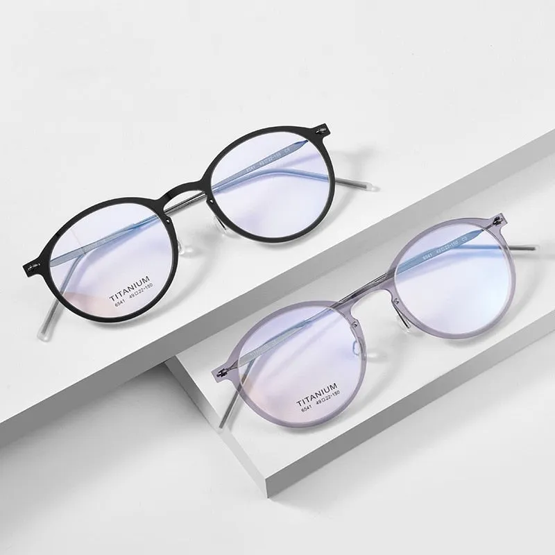 Yimaruili Unisex Full Rim Round Nylon Titanium Eyeglasses 6541hs