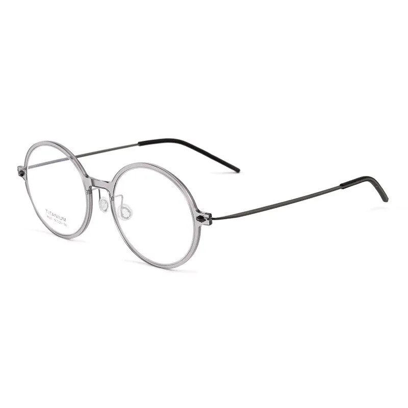 Yimaruili Unisex Full Rim Round Screwless Nylon Titanium Eyeglasses 6523hs