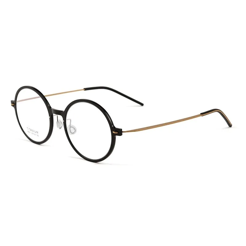Yimaruili Unisex Full Rim Round Screwless Nylon Titanium Eyeglasses 6523hs