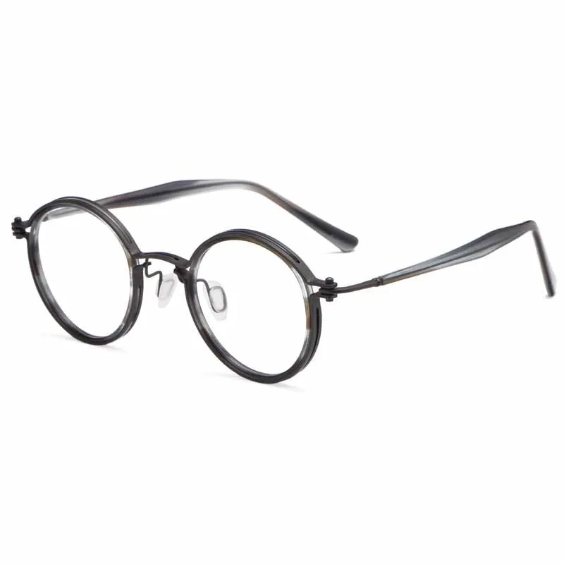 Yimaruili Unisex Full Rim Round Titanium Frame Eyeglasses H33088
