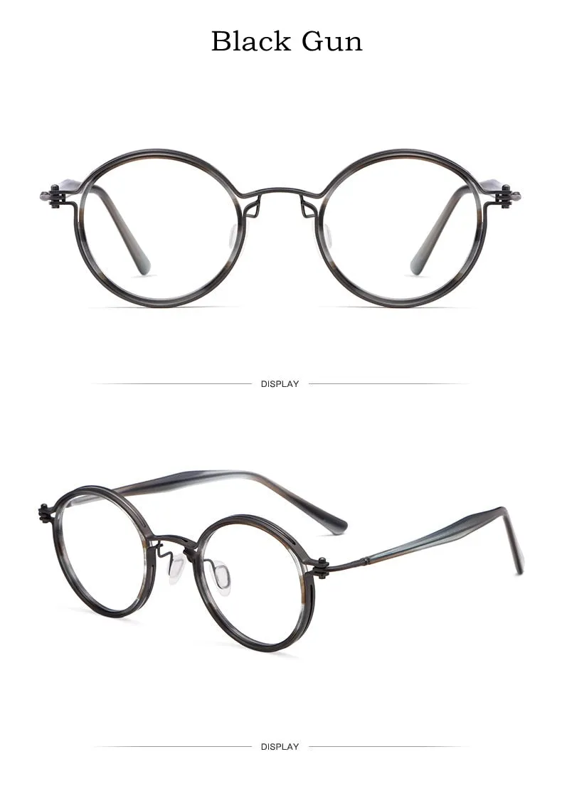 Yimaruili Unisex Full Rim Round Titanium Frame Eyeglasses H33088